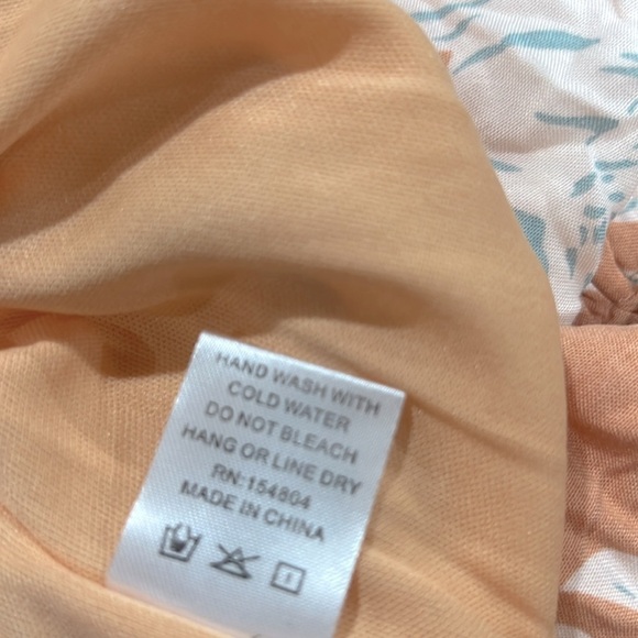 Blush Peach Floral Print Romper Bell Sleeve Small - Picture 6 of 10